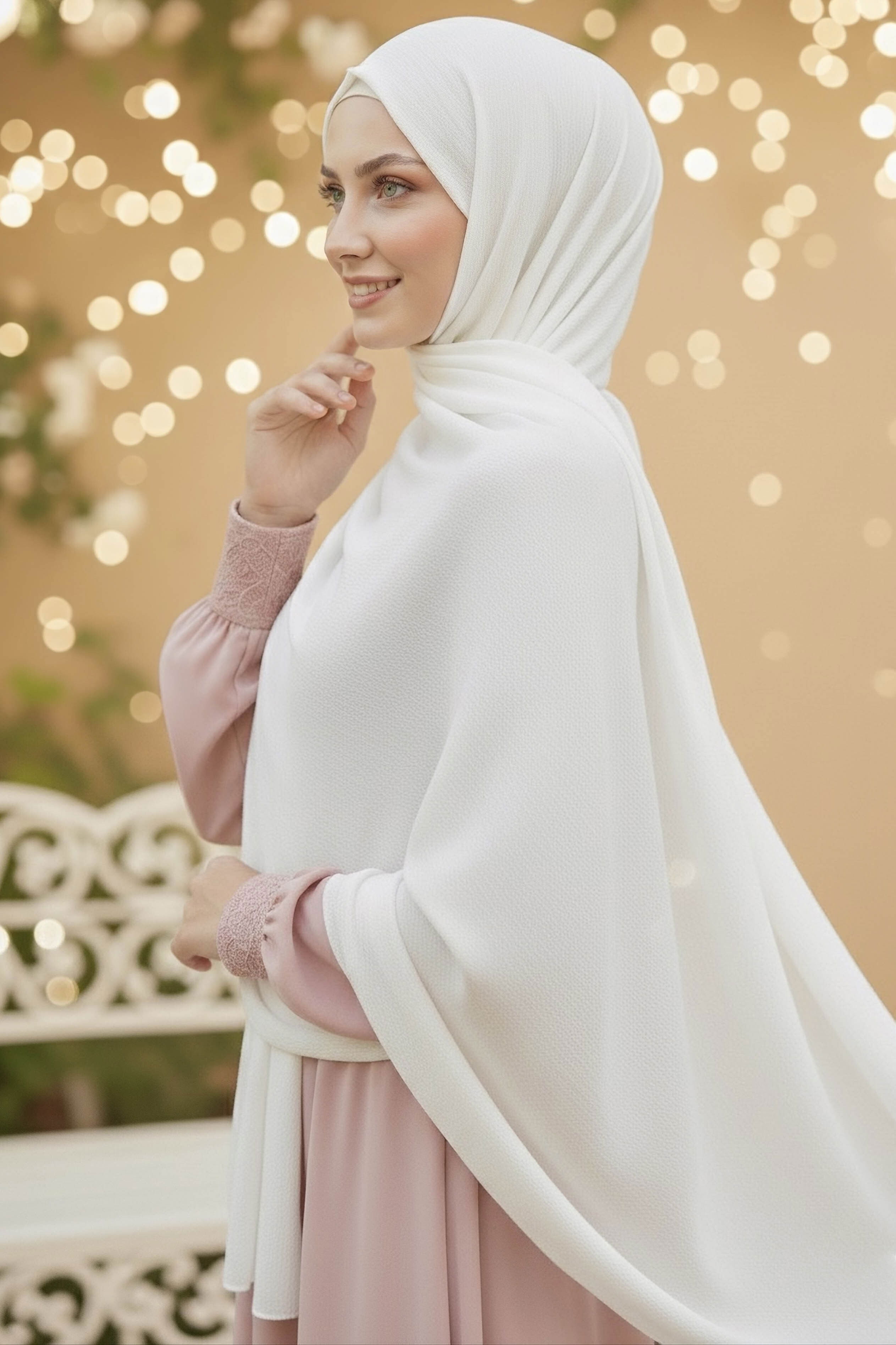 Medine İpeği Şal - 28042-BEYAZ - 1