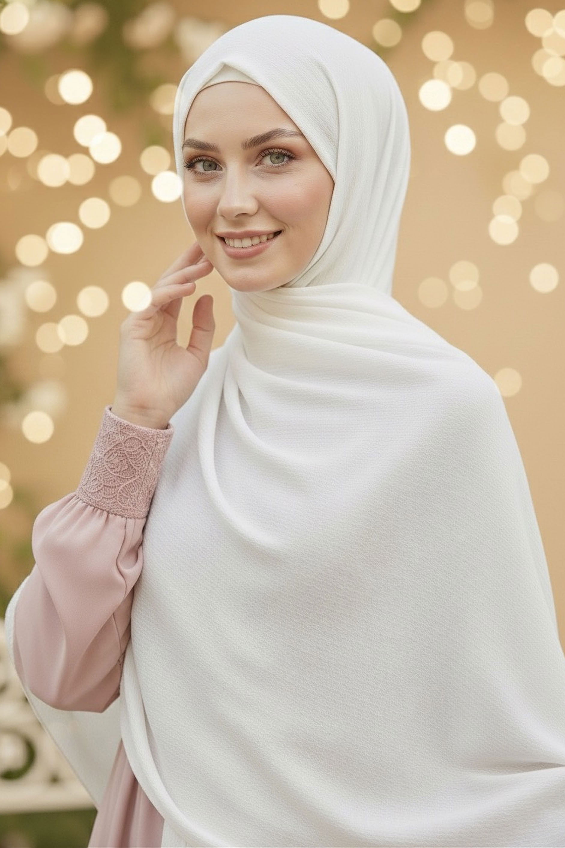 Medine İpeği Şal - 28042-BEYAZ - 2