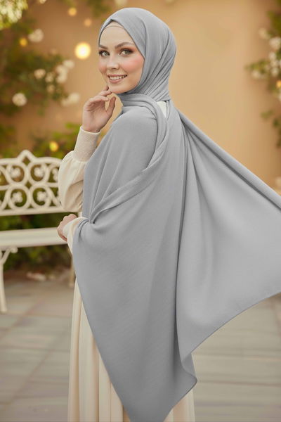 Medine İpeği Şal - 28042-GRI 