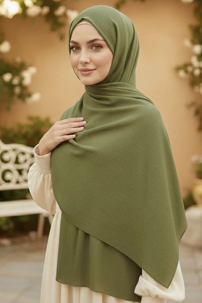 Medine İpeği Şal - 28042-HAKI 