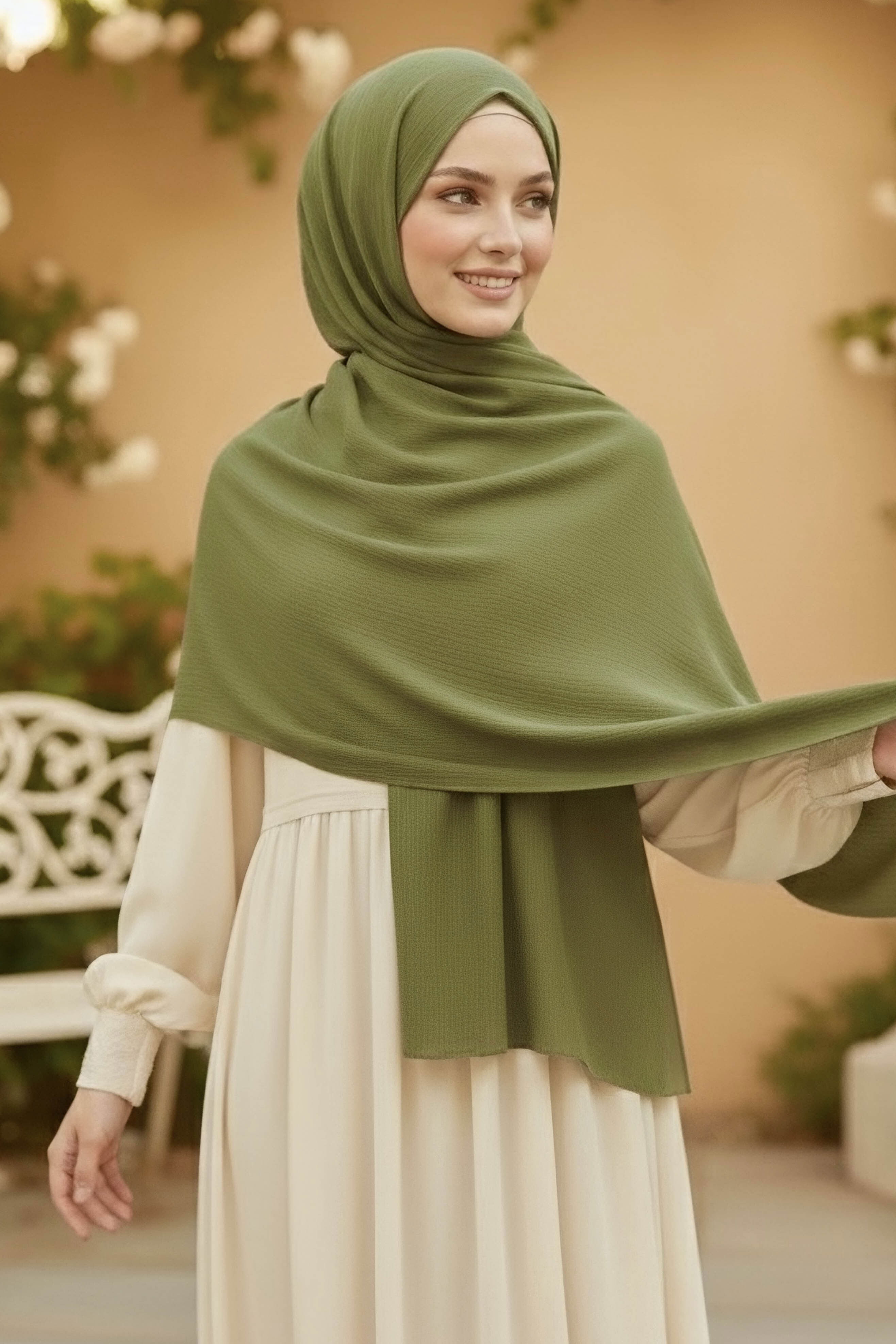 Medine İpeği Şal - 28042-HAKI - 2