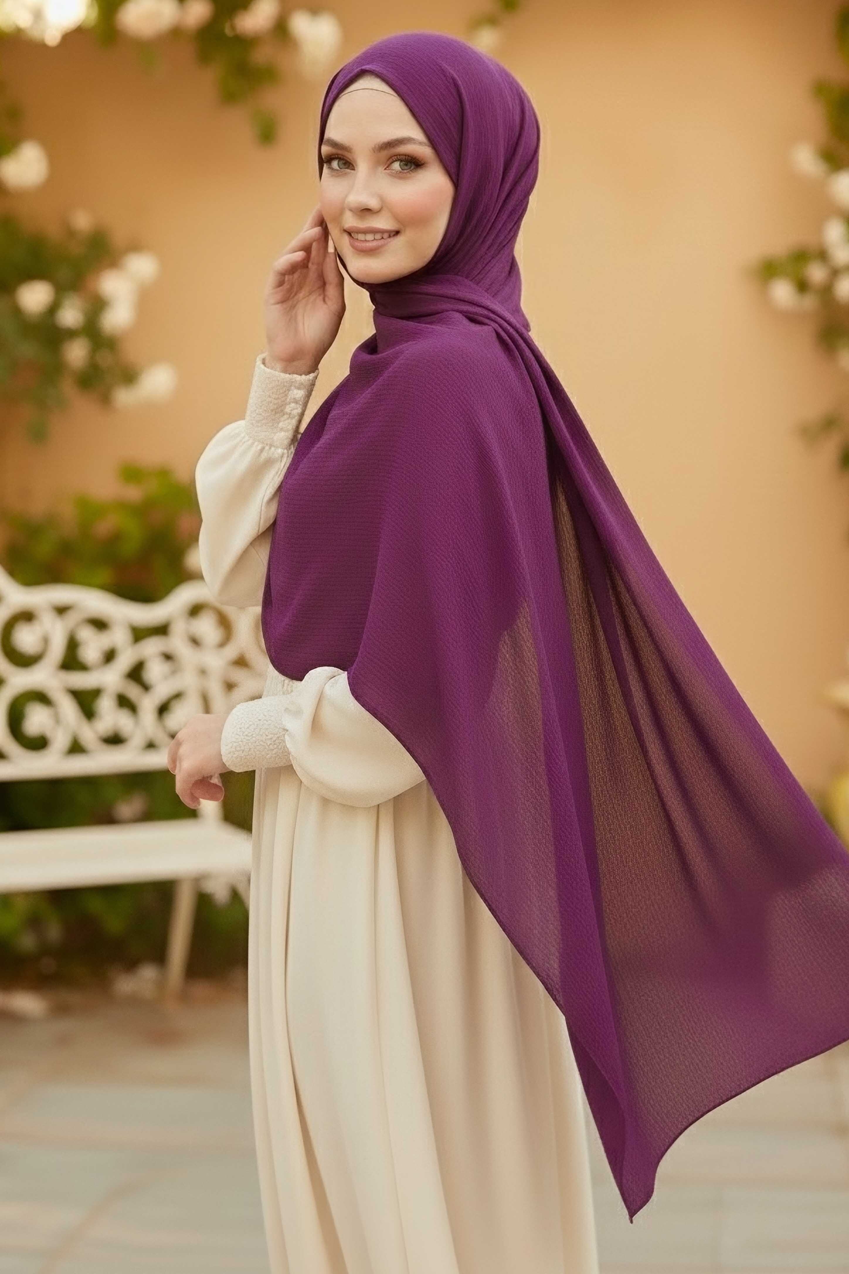 Medine İpeği Şal - 28042-MOR - 1