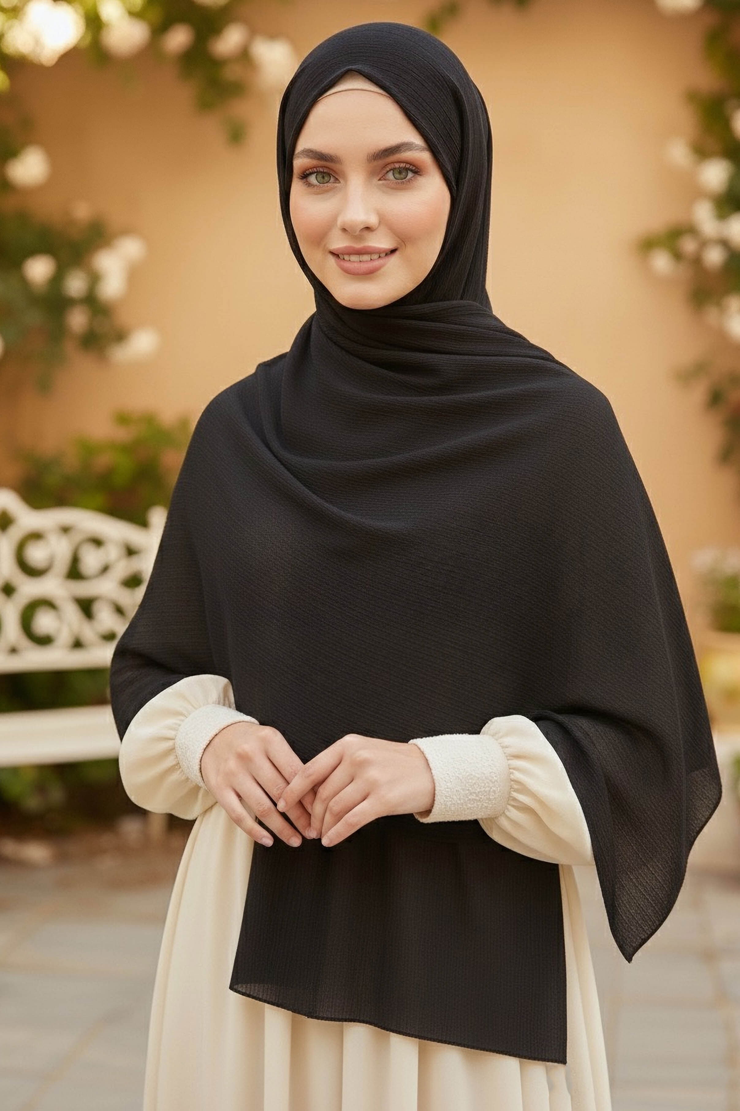 Medine İpeği Şal - 28042-SIYAH - 1