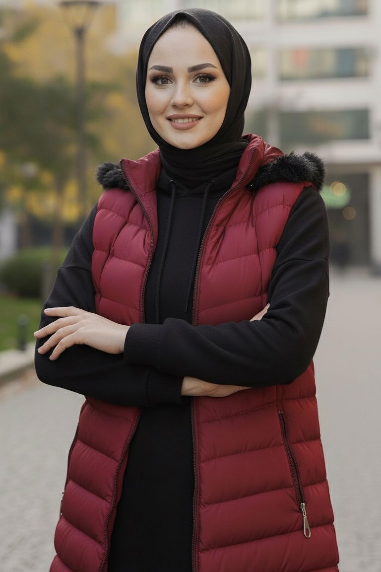 Mikro Şişme Yelek - 28016-BORDO - TOFİSA