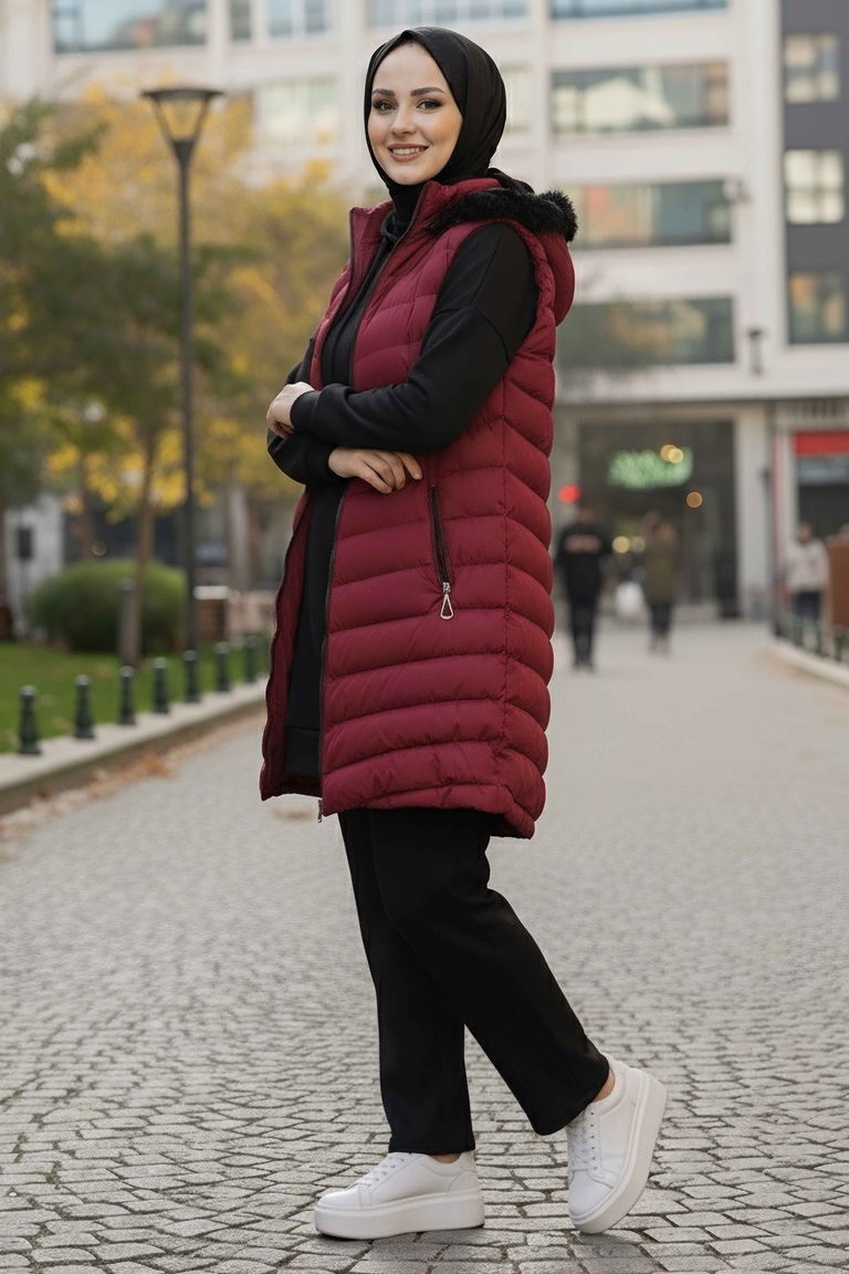 Mikro Şişme Yelek - 28016-BORDO - TOFİSA