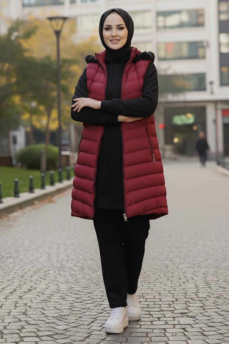 Mikro Şişme Yelek - 28016-BORDO - TOFİSA