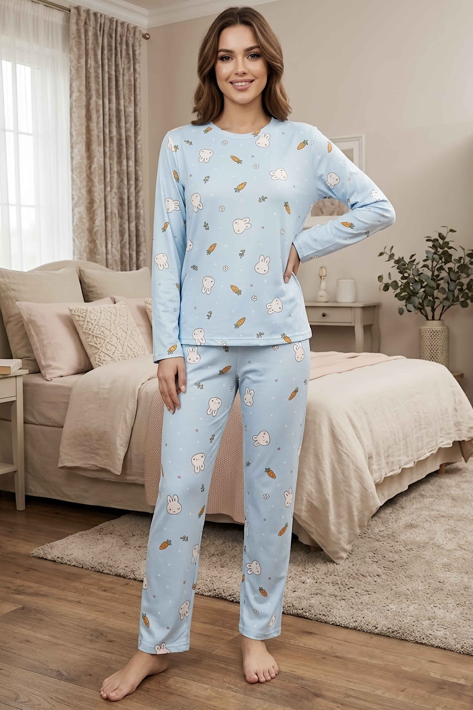 Milan Uzun Kollu Bisiklet Yaka Pijama Takım Bebe Mavi - 29092-BEBE-MAVI - 1