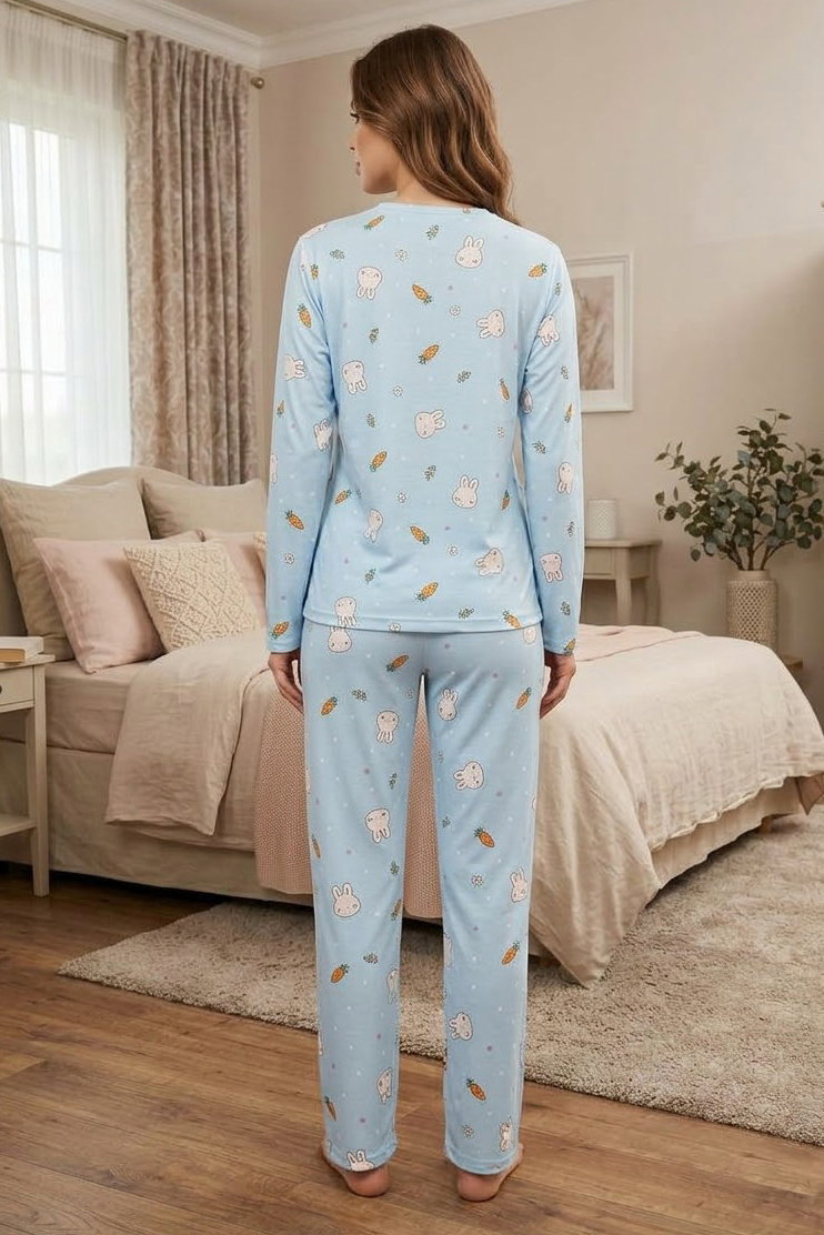 Milan Uzun Kollu Bisiklet Yaka Pijama Takım Bebe Mavi - 29092-BEBE-MAVI - 2