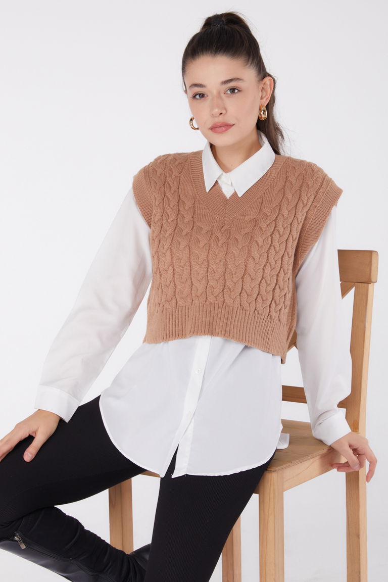 Mini Salaş Triko Süveter - 27646 - TOFİSA