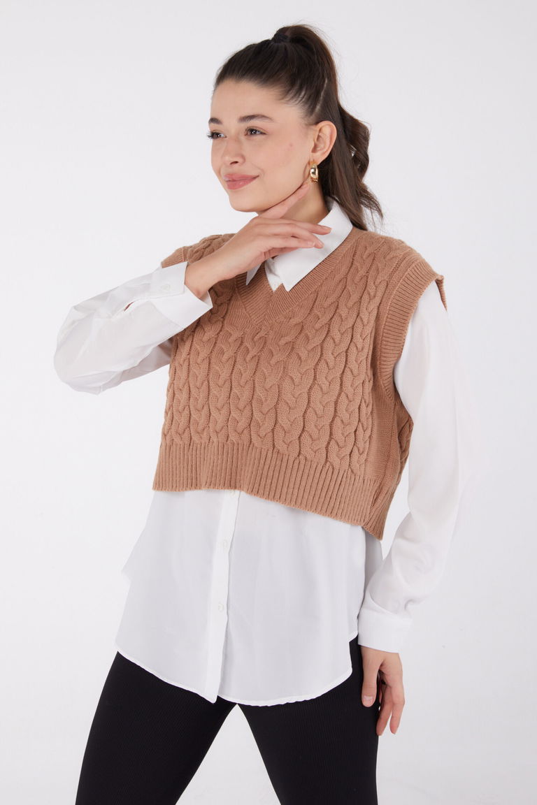 Mini Salaş Triko Süveter - 27646 - TOFİSA