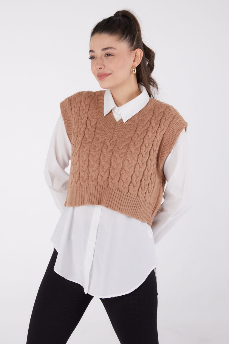 Mini Salaş Triko Süveter - 27646 - TOFİSA