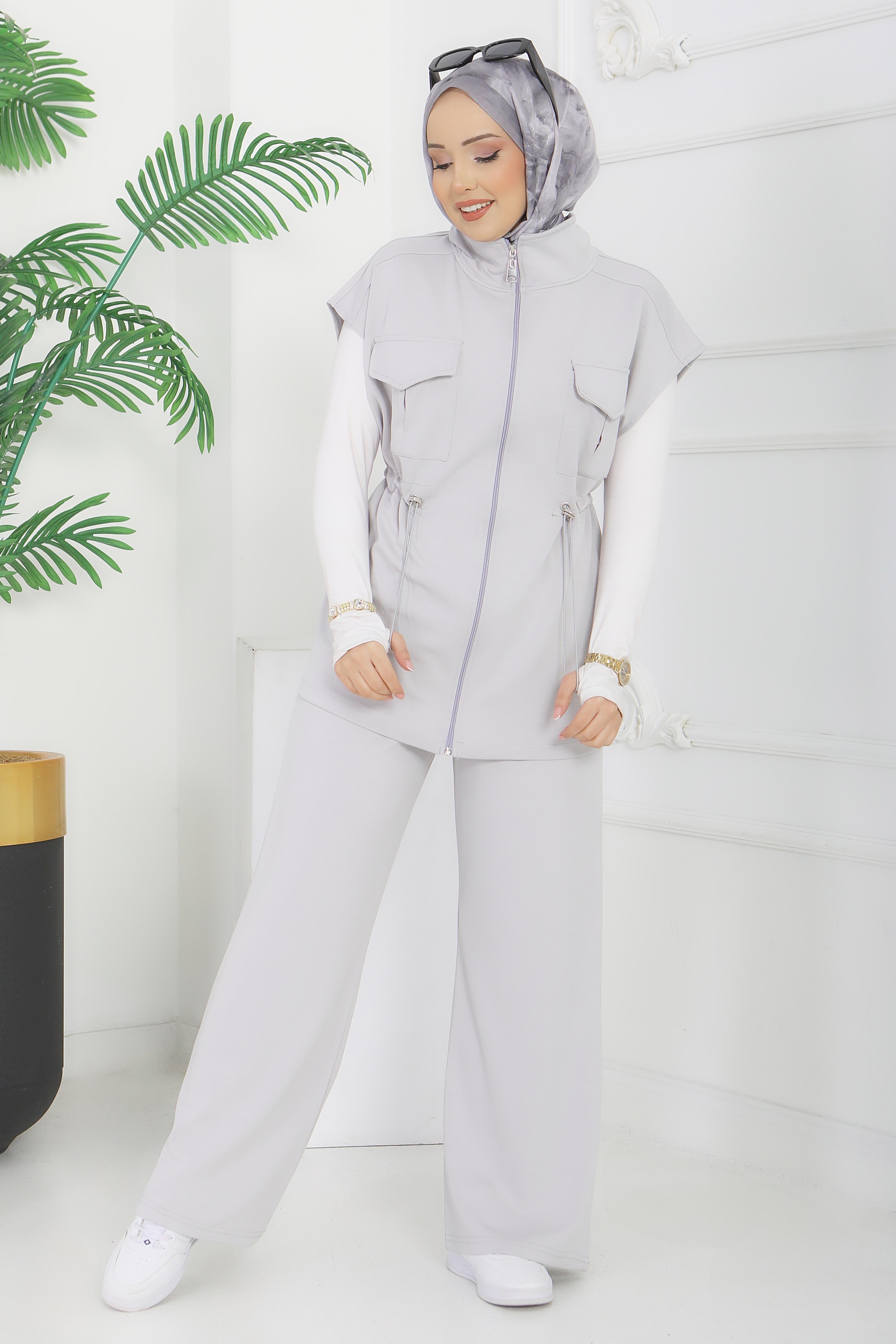 Modal Cepli Yelekli Takım - 28386-GRI - 1