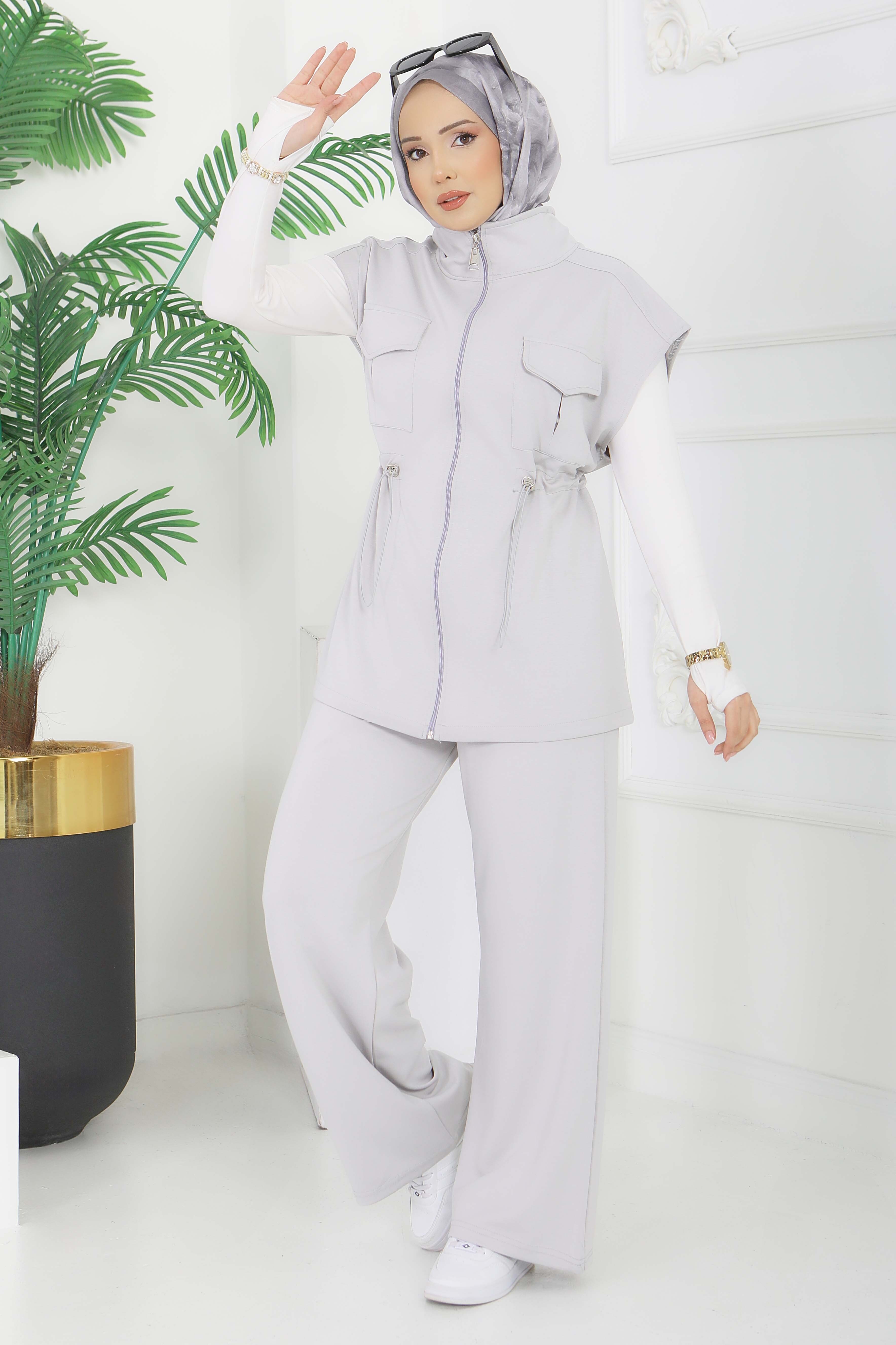 Modal Cepli Yelekli Takım - 28386-GRI - 3