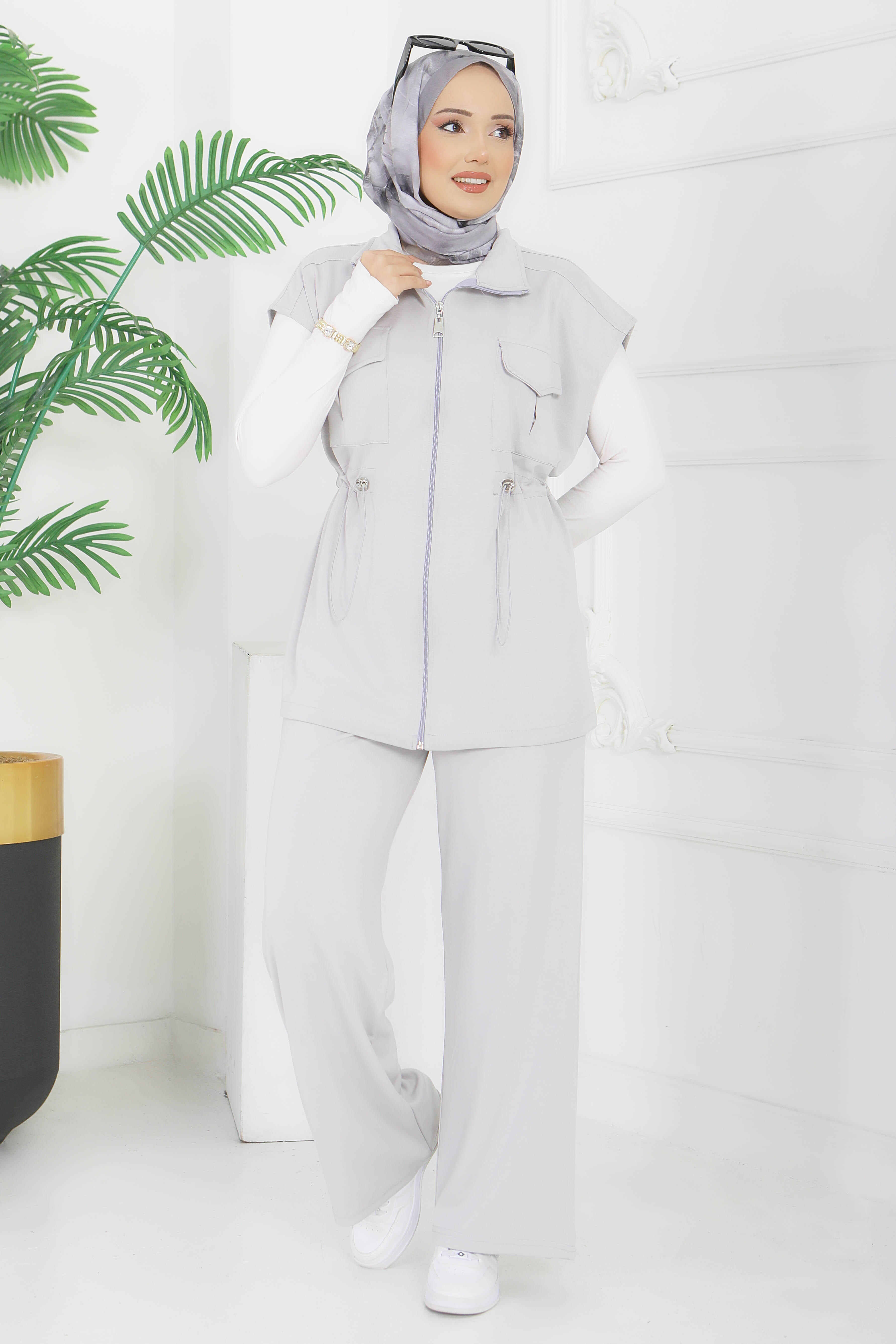 Modal Cepli Yelekli Takım - 28386-GRI - 4