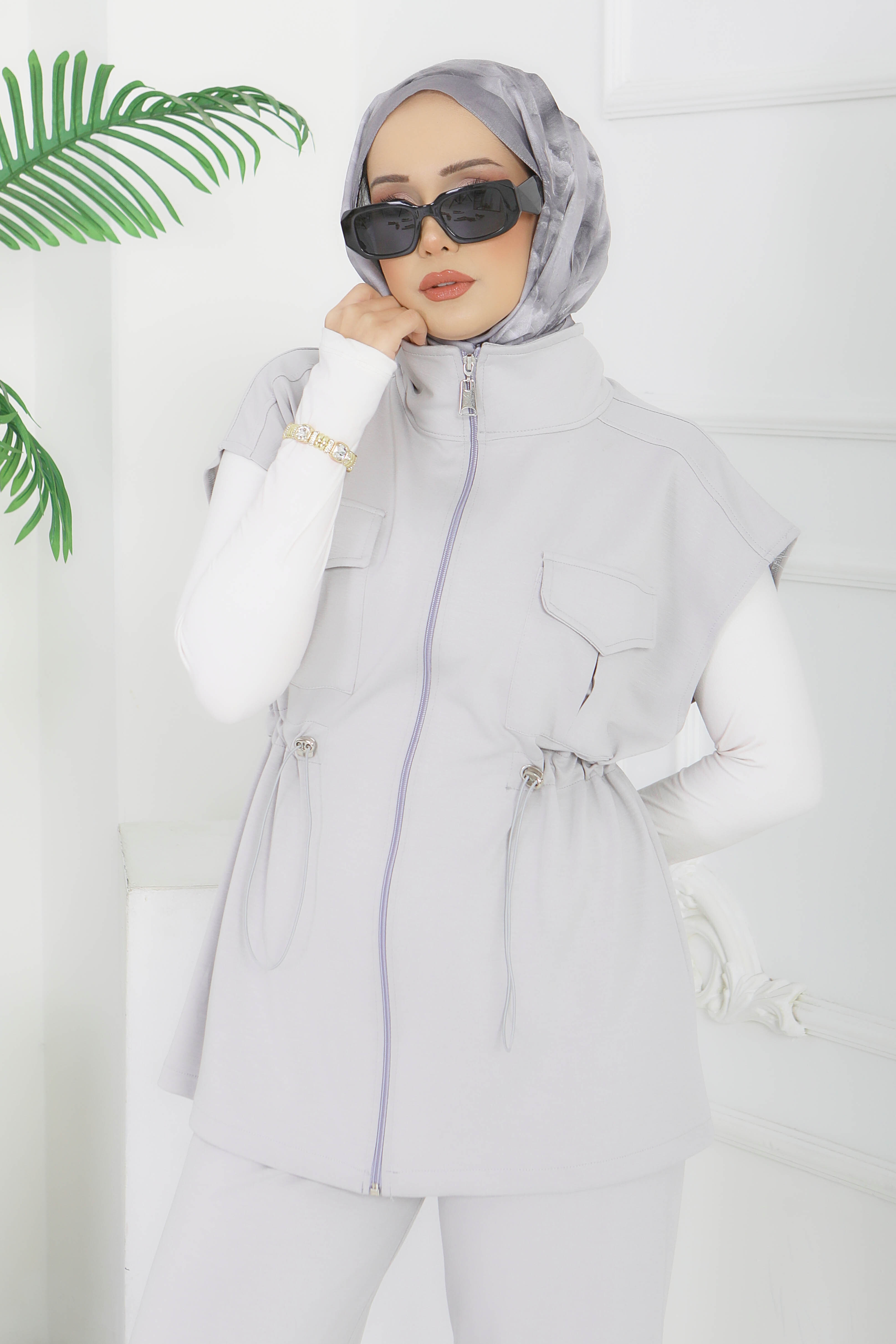 Modal Cepli Yelekli Takım - 28386-GRI - 5