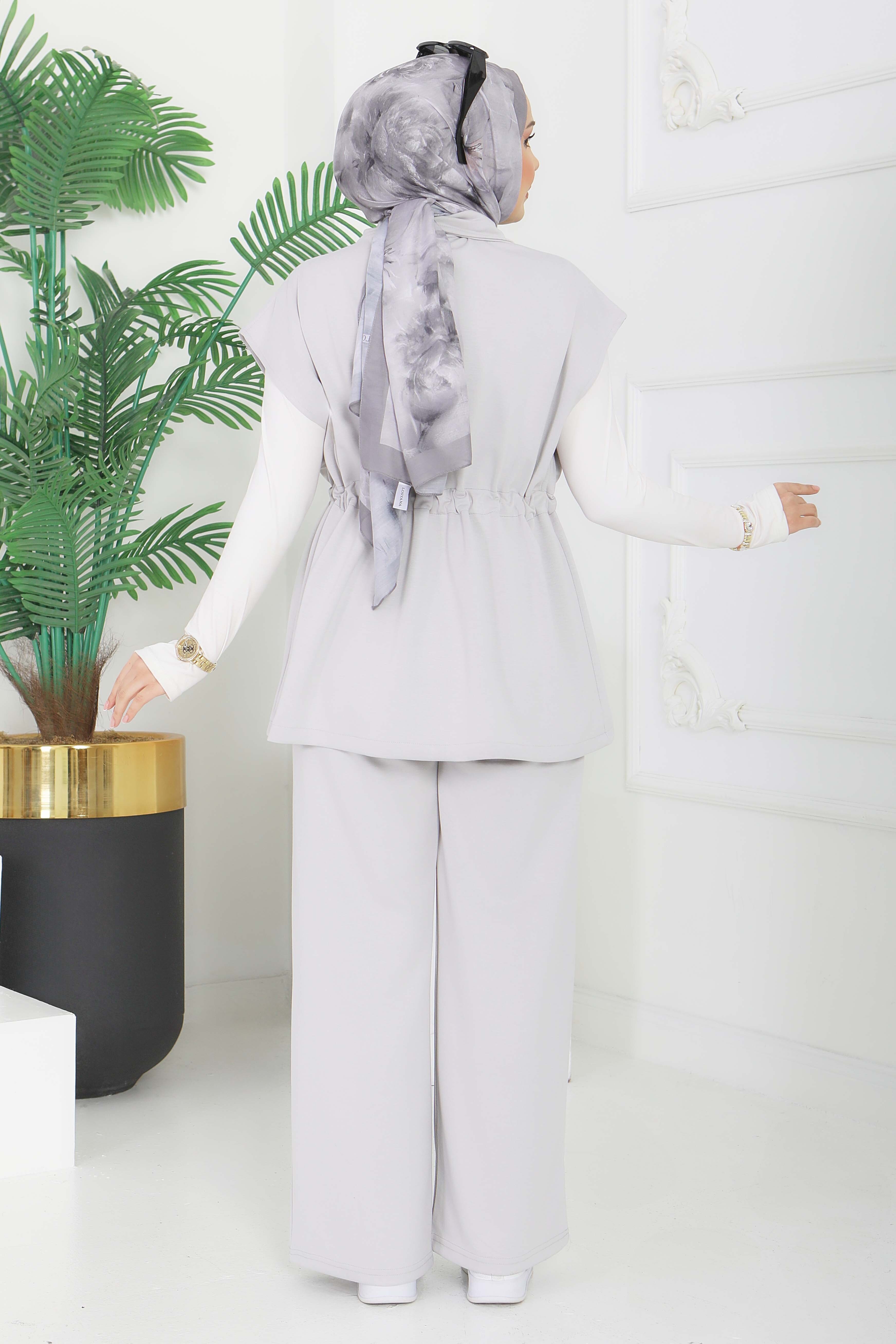 Modal Cepli Yelekli Takım - 28386-GRI - 6