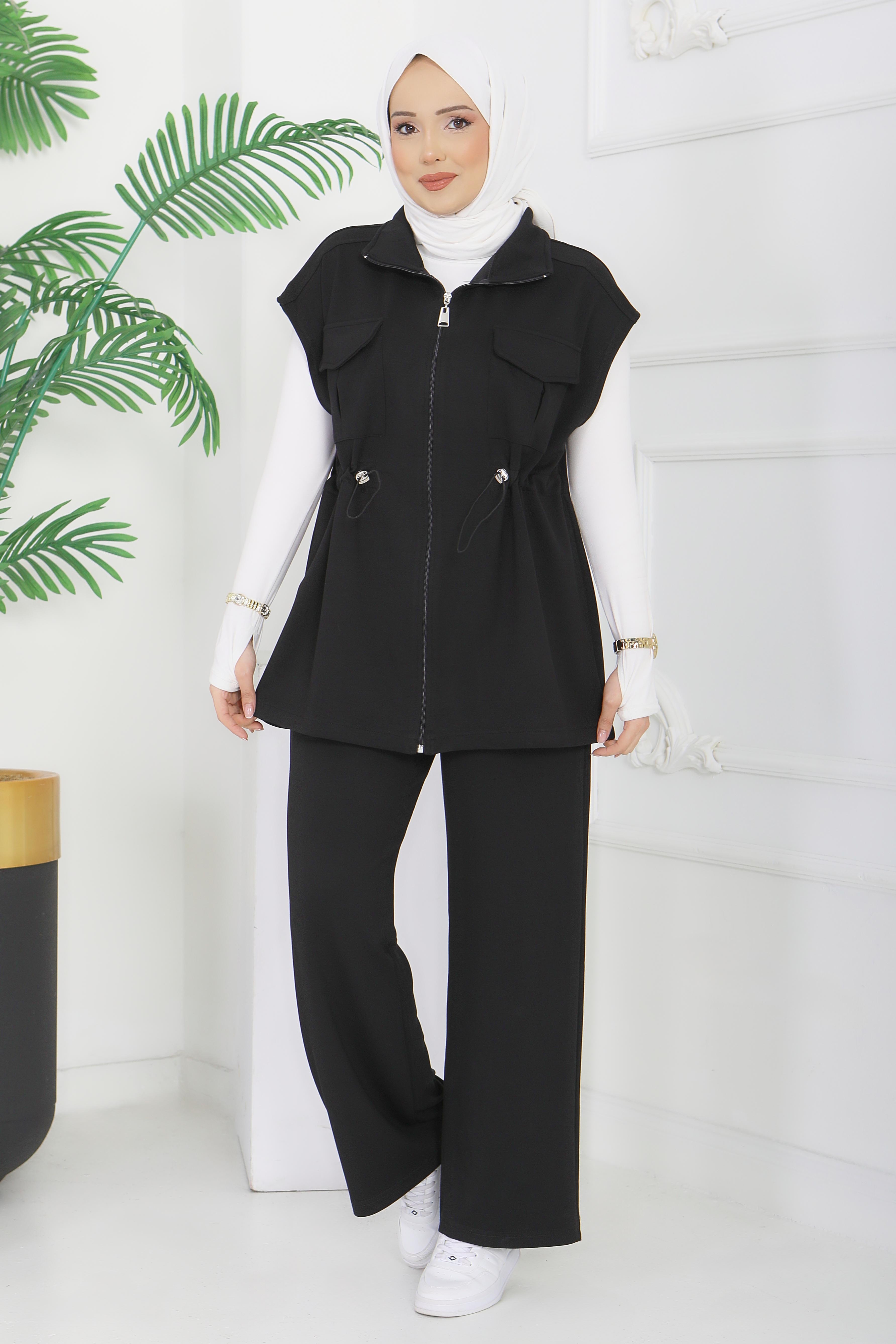 Modal Cepli Yelekli Takım - 28386-SIYAH - 1