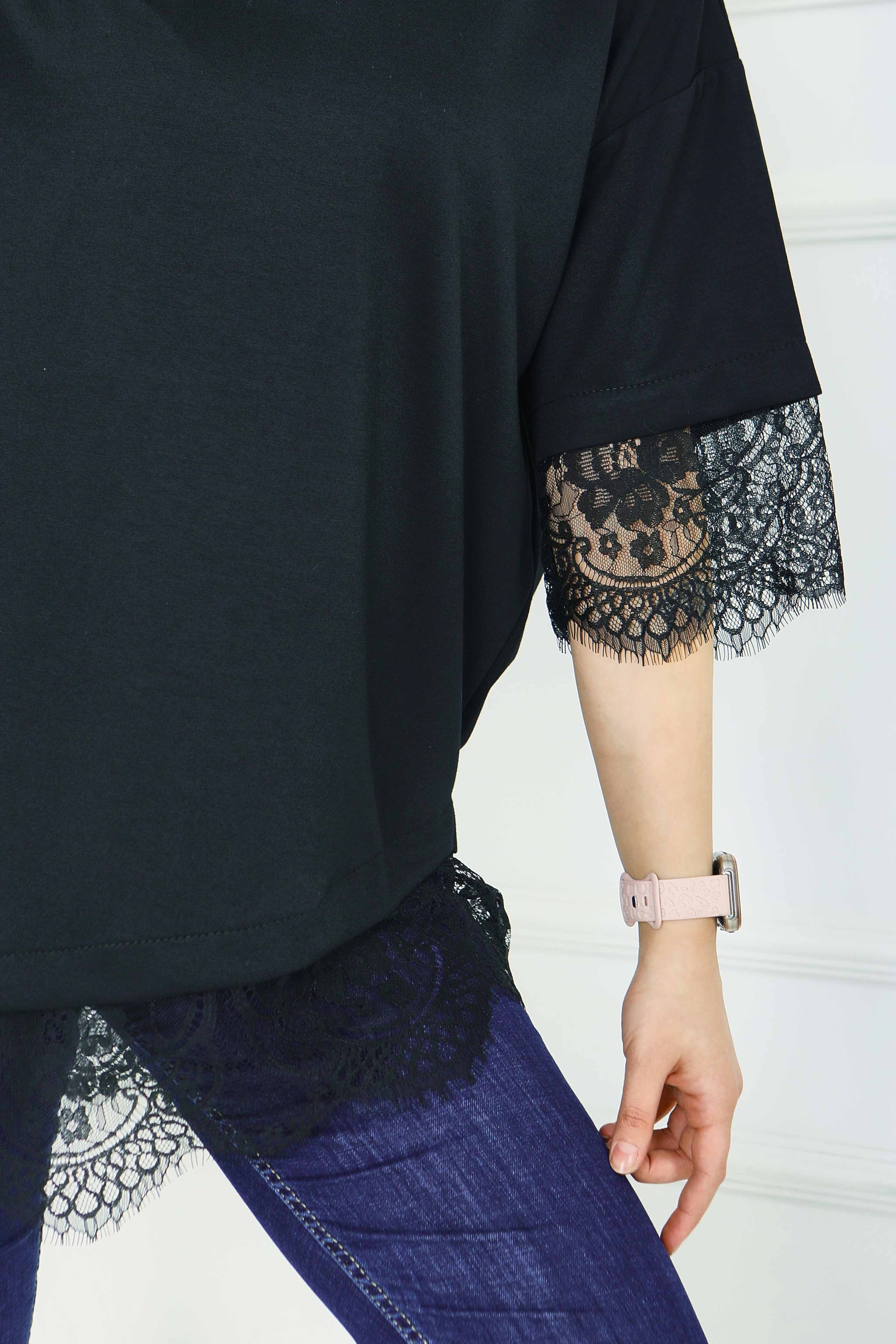 Modal Dantelli T-shirt - 28420-SIYAH - 4
