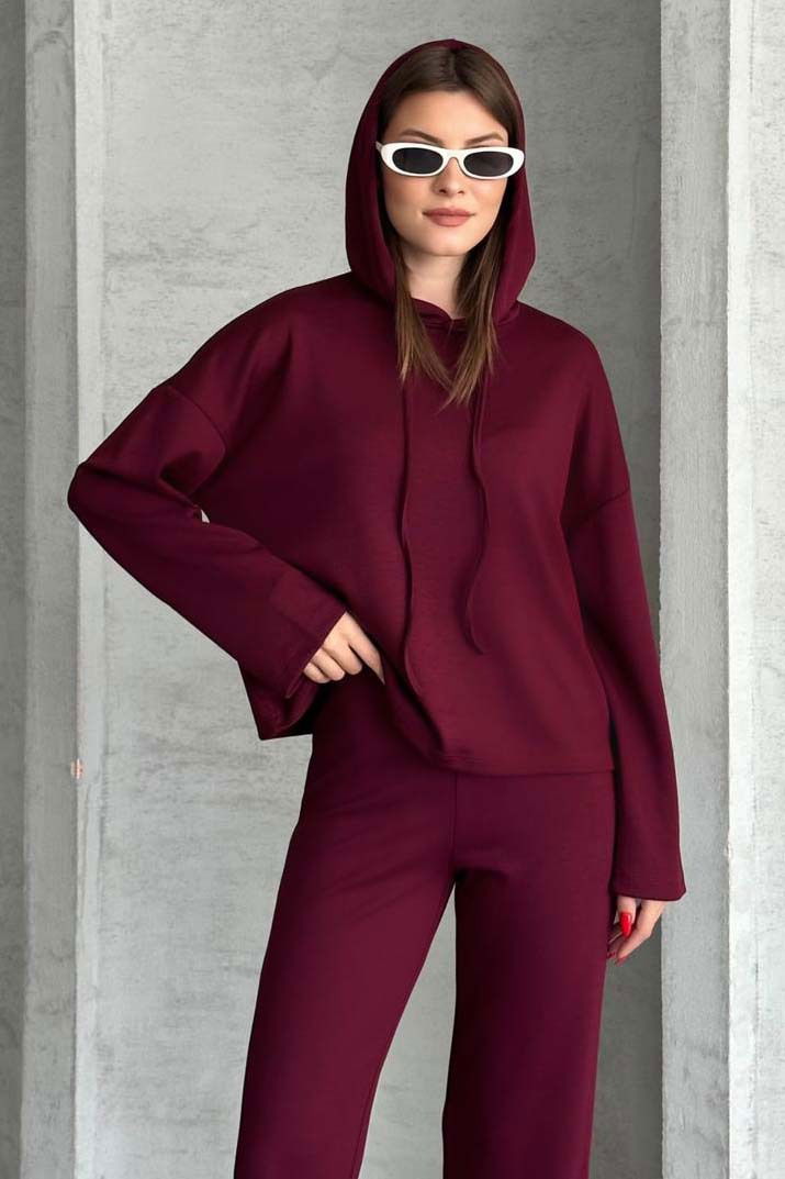 Modal Eşofman Takımı - 27714-BORDO - 6