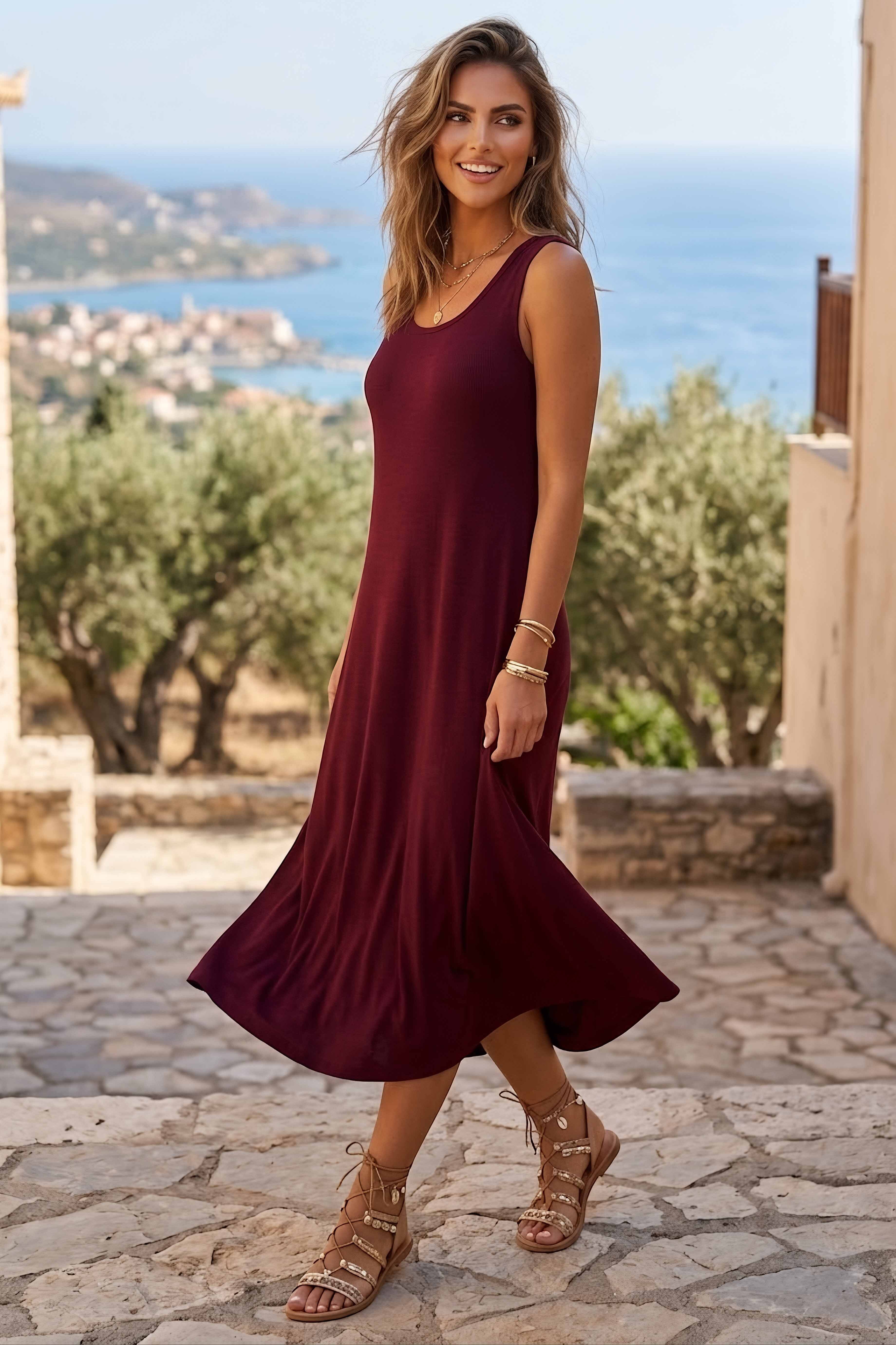 Modal Jile Elbise Bordo - 28877-BORDO - 2