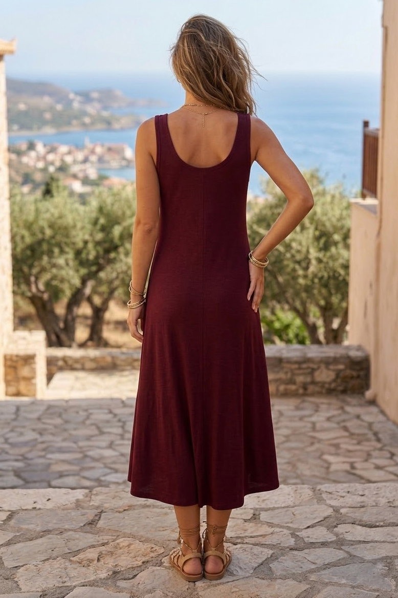 Modal Jile Elbise Bordo - 28877-BORDO - 3