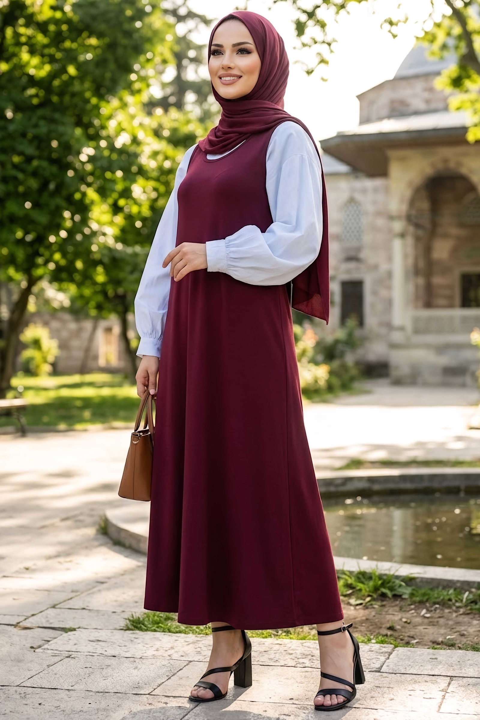 Modal Jile Elbise Bordo - 28877-BORDO - 1