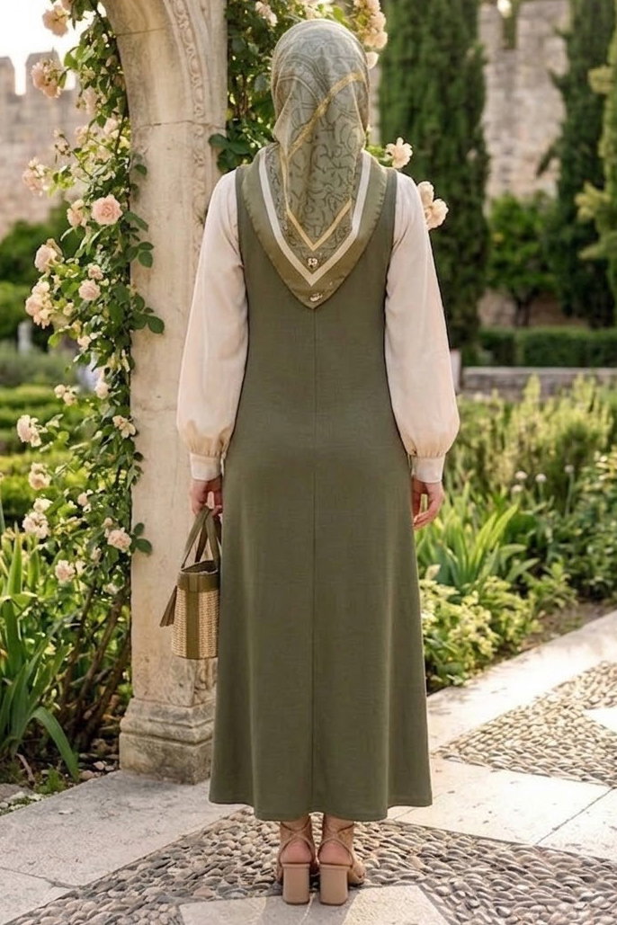 Modal Jile Elbise Haki - 28877-HAKI - 3