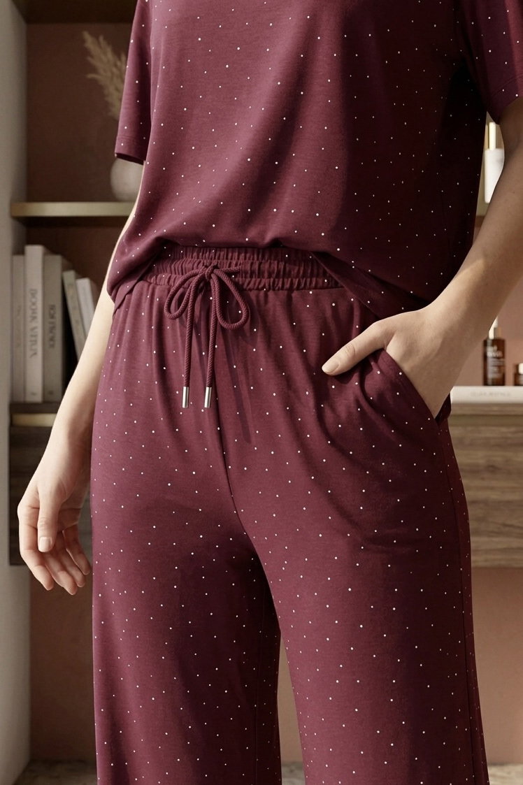 Modal Taşlı İkili Takım - 28414-BORDO - 3