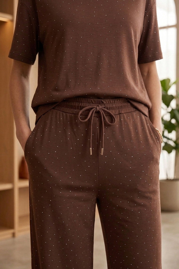 Modal Taşlı İkili Takım - 28414-KAHVE - 2