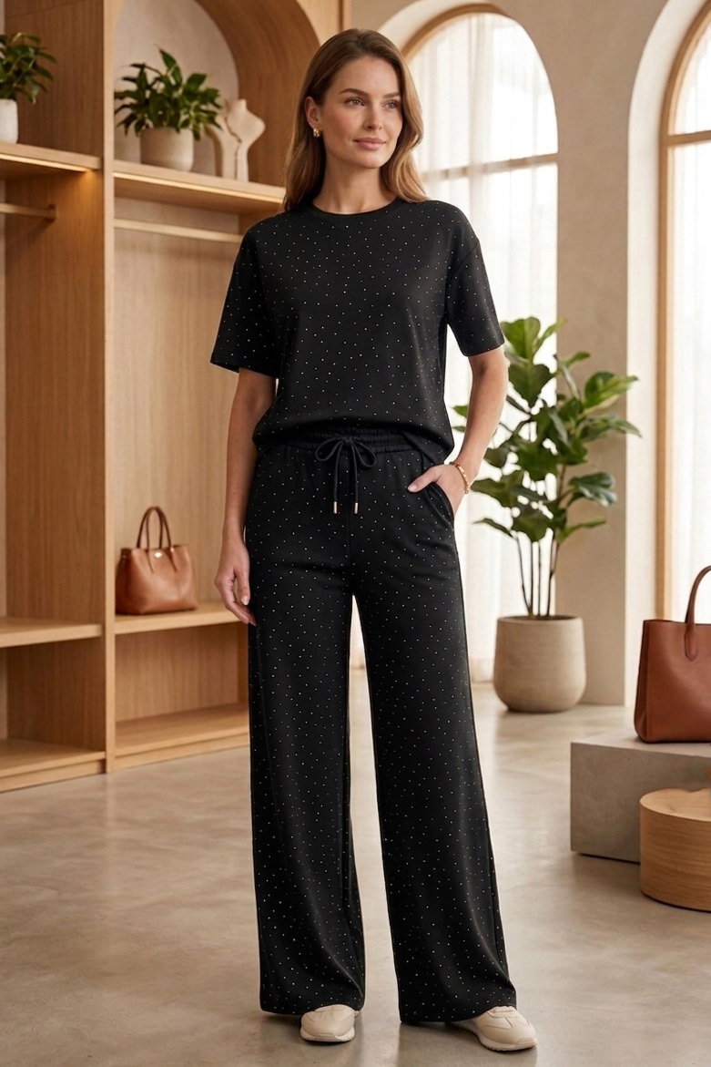 Modal Taşlı İkili Takım - 28414-SIYAH - 1