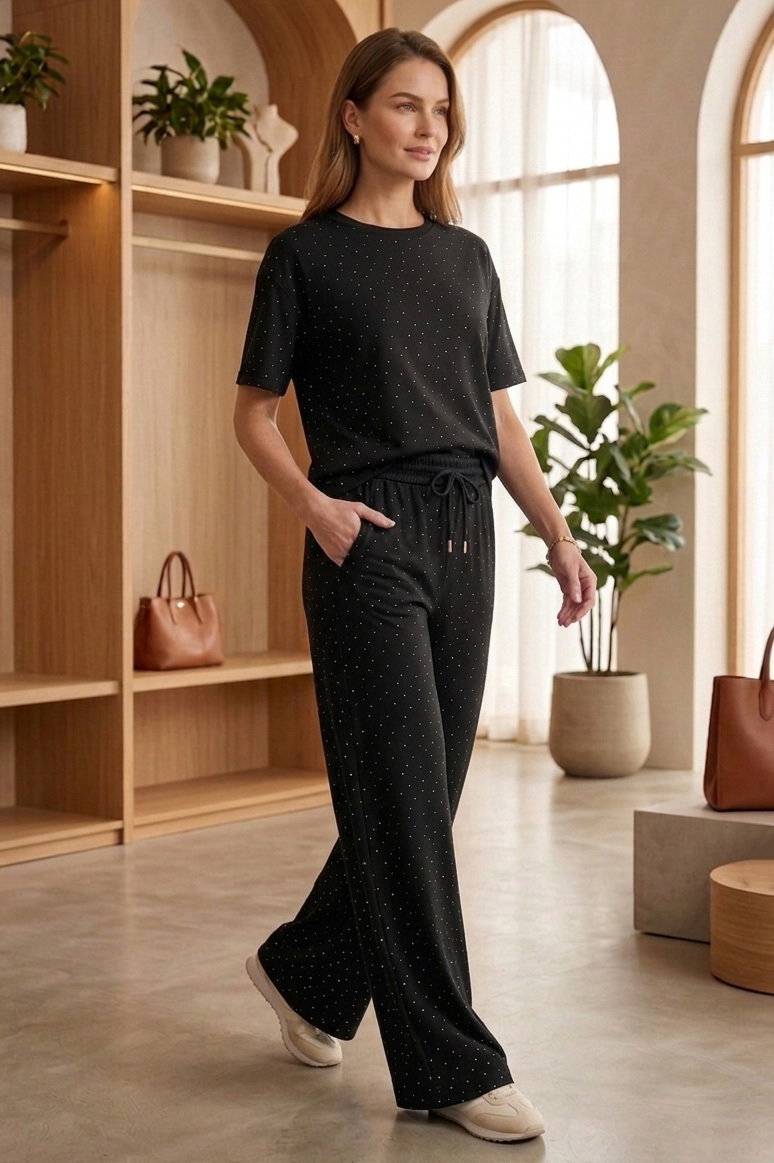 Modal Taşlı İkili Takım - 28414-SIYAH - 2