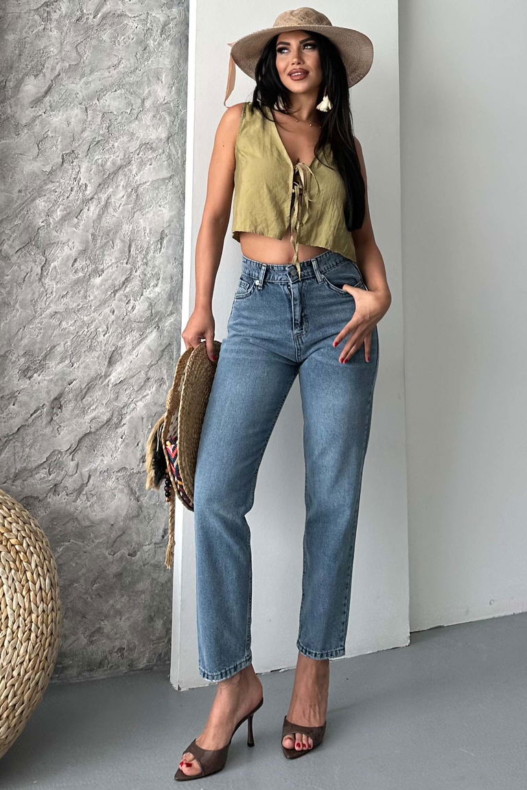 Mom Kot Pantolon Koyu Mavi - 27302 - TOFİSA