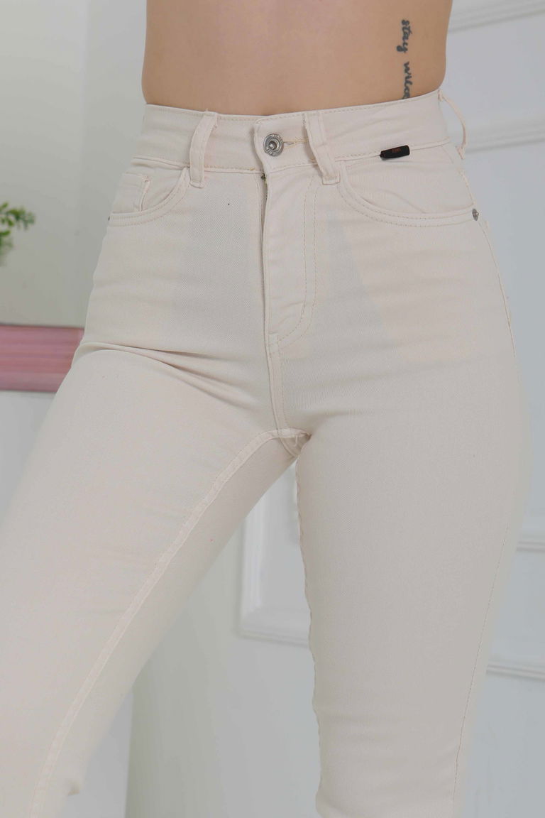Mom Kot Pantolon Krem - 13360 - TOFİSA