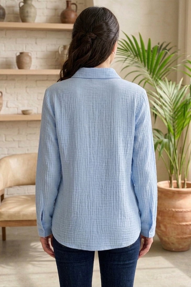 Müslin Cepli Gömlek - 28426-BEBE-MAVI - 3