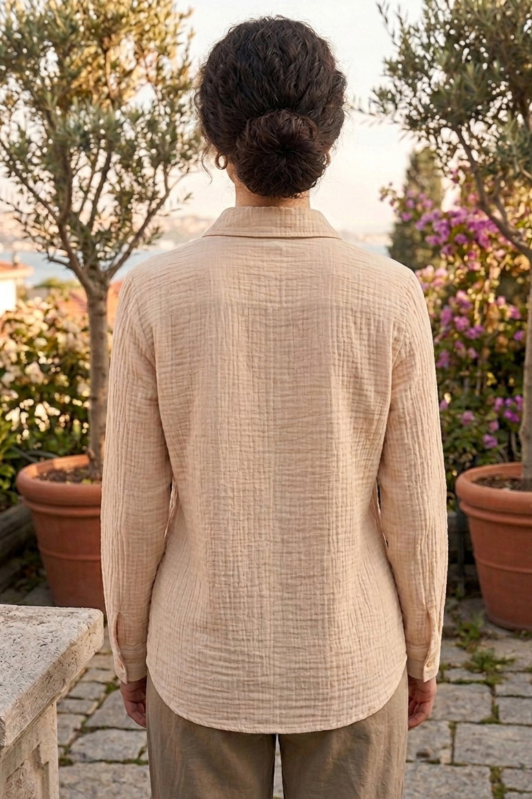 Müslin Cepli Gömlek - 28426-BEJ - 3