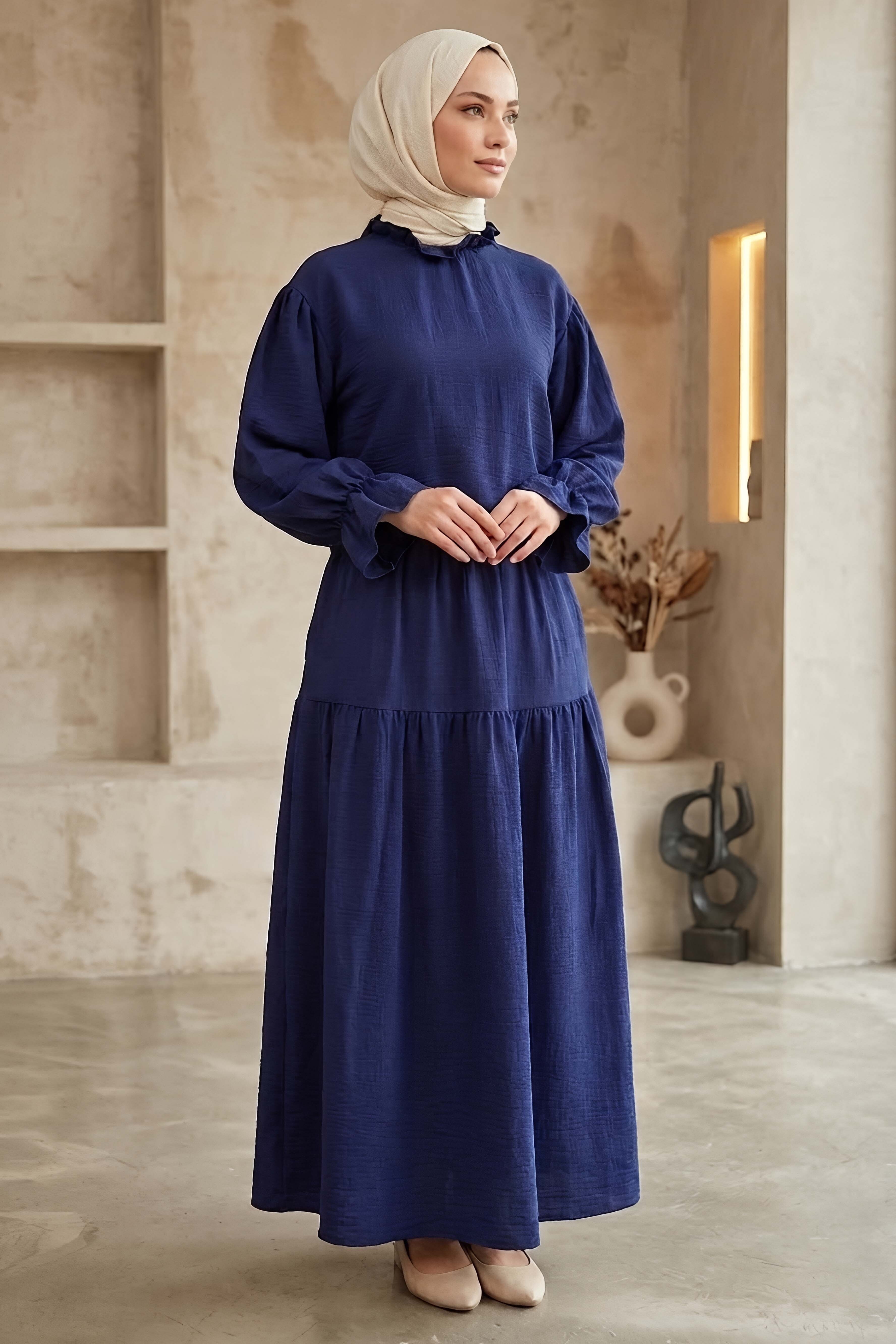 Müslin Etek Bluz Takım Lacivert - 1328-LACIVERT - 2