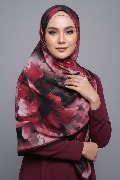 Mystic Flora Serisi Pamuk Şal - 27988-BORDO 