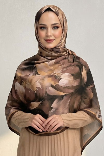 Mystic Flora Serisi Pamuk Şal - 27988-TABA 