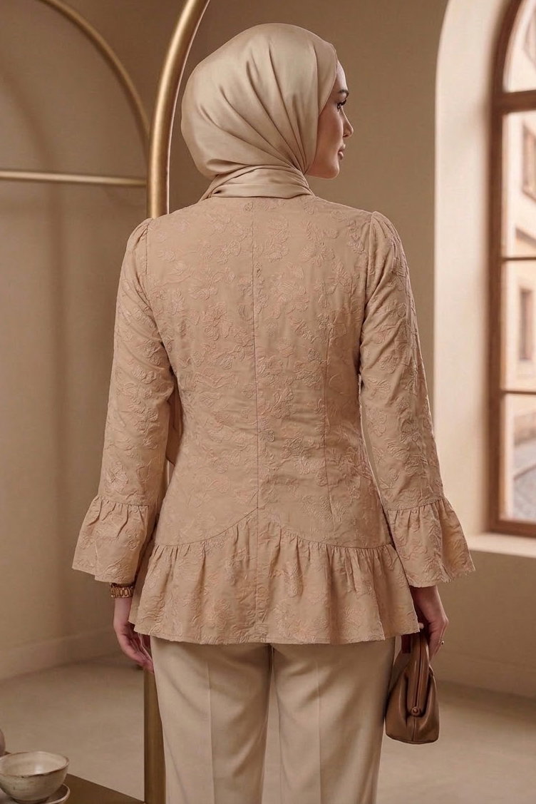 Nakış Detaylı Ceket Bej - 28813-BEJ - 3