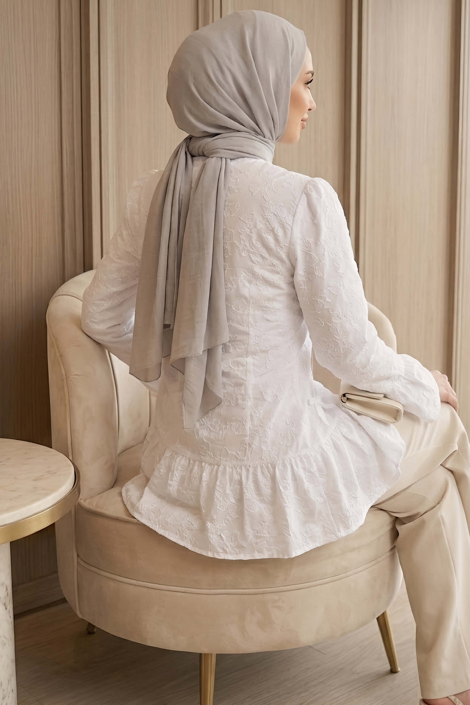 Nakış Detaylı Ceket Beyaz - 28813-BEYAZ - 3