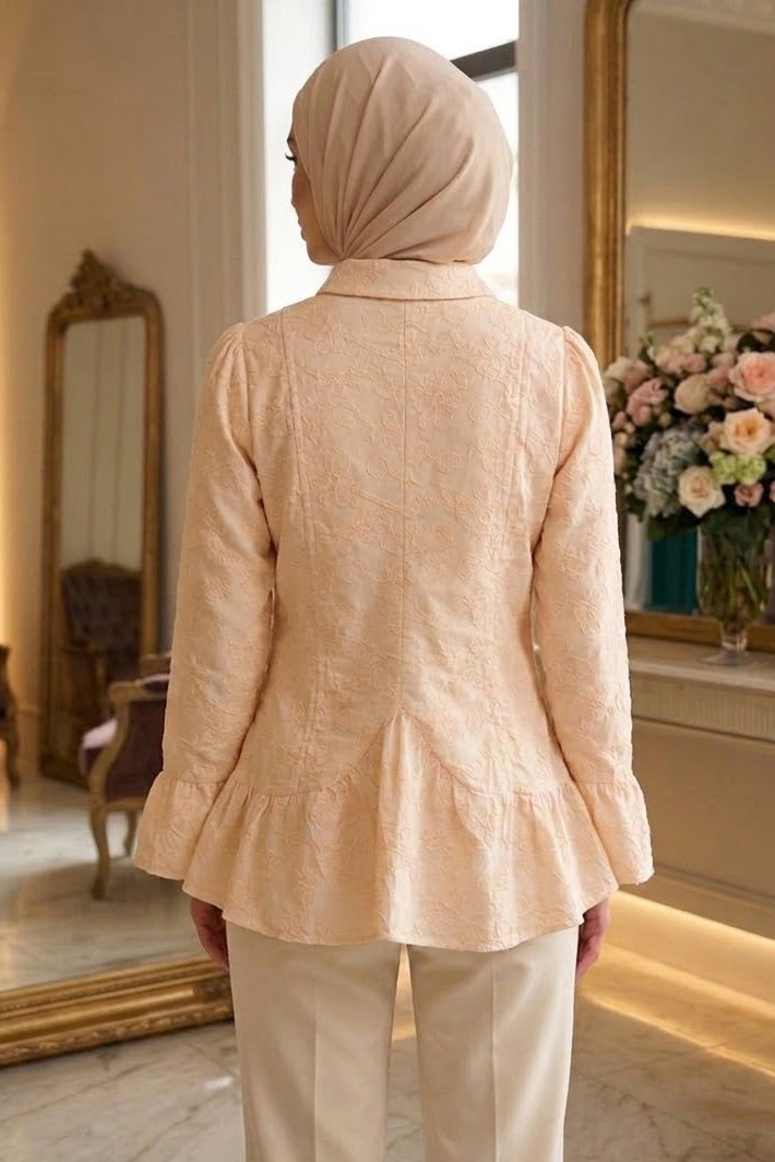Nakış Detaylı Ceket Pudra - 28813-PUDRA - 3