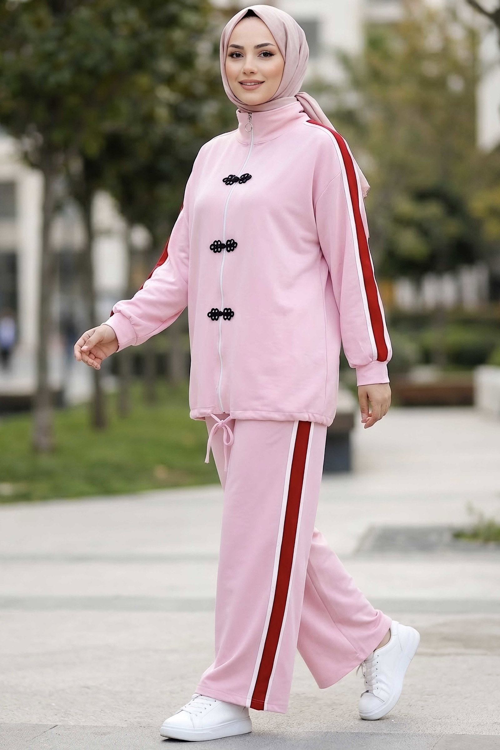 Nakış Fiyonk Detaylı Oysh Modal Takım Pembe - 29159-PEMBE - 1