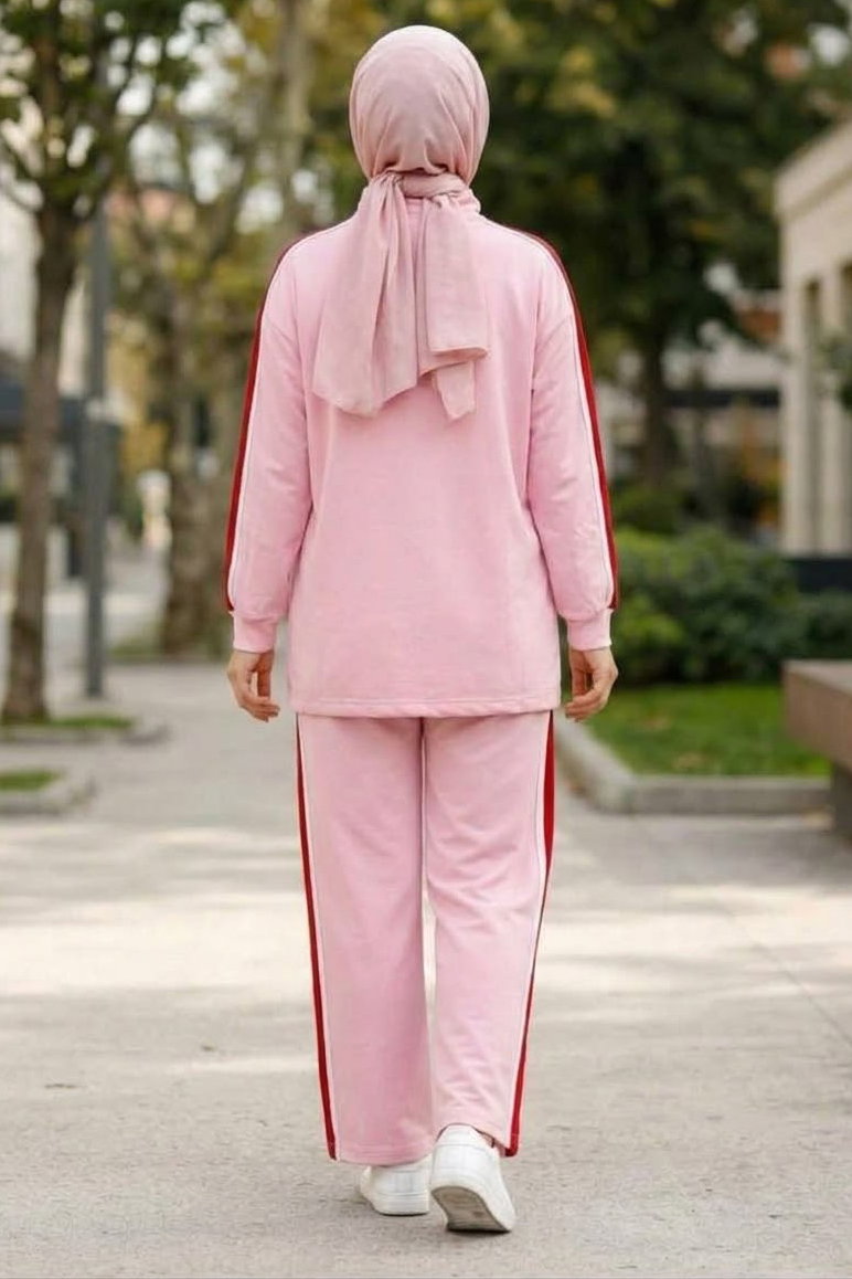 Nakış Fiyonk Detaylı Oysh Modal Takım Pembe - 29159-PEMBE - 3