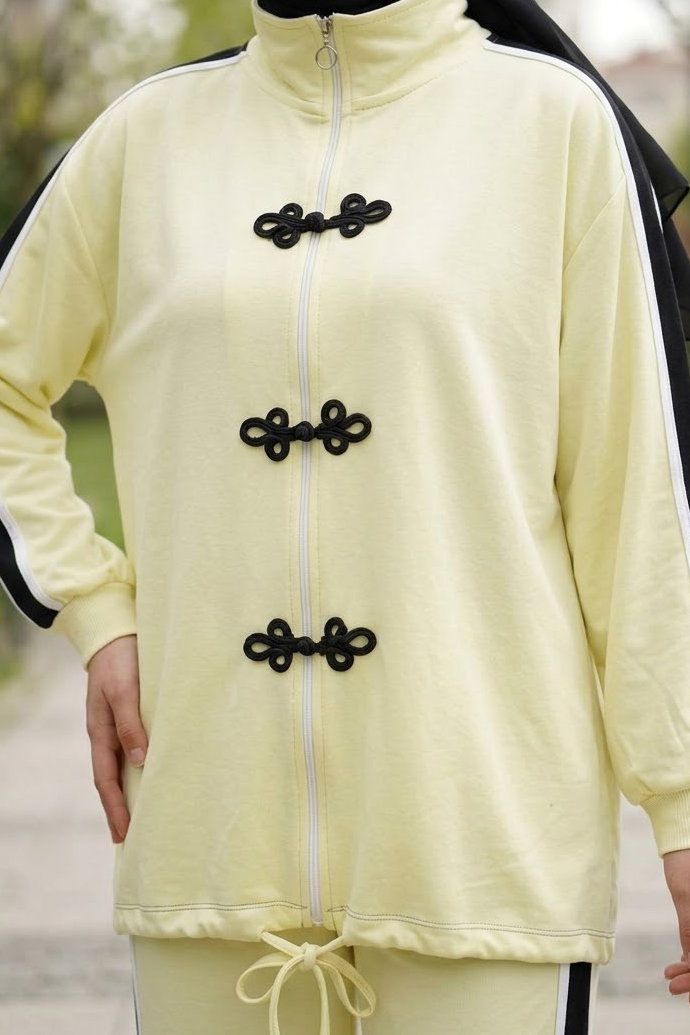 Nakış Fiyonk Detaylı Oysh Modal Takım Sari - 29159-SARI - 3