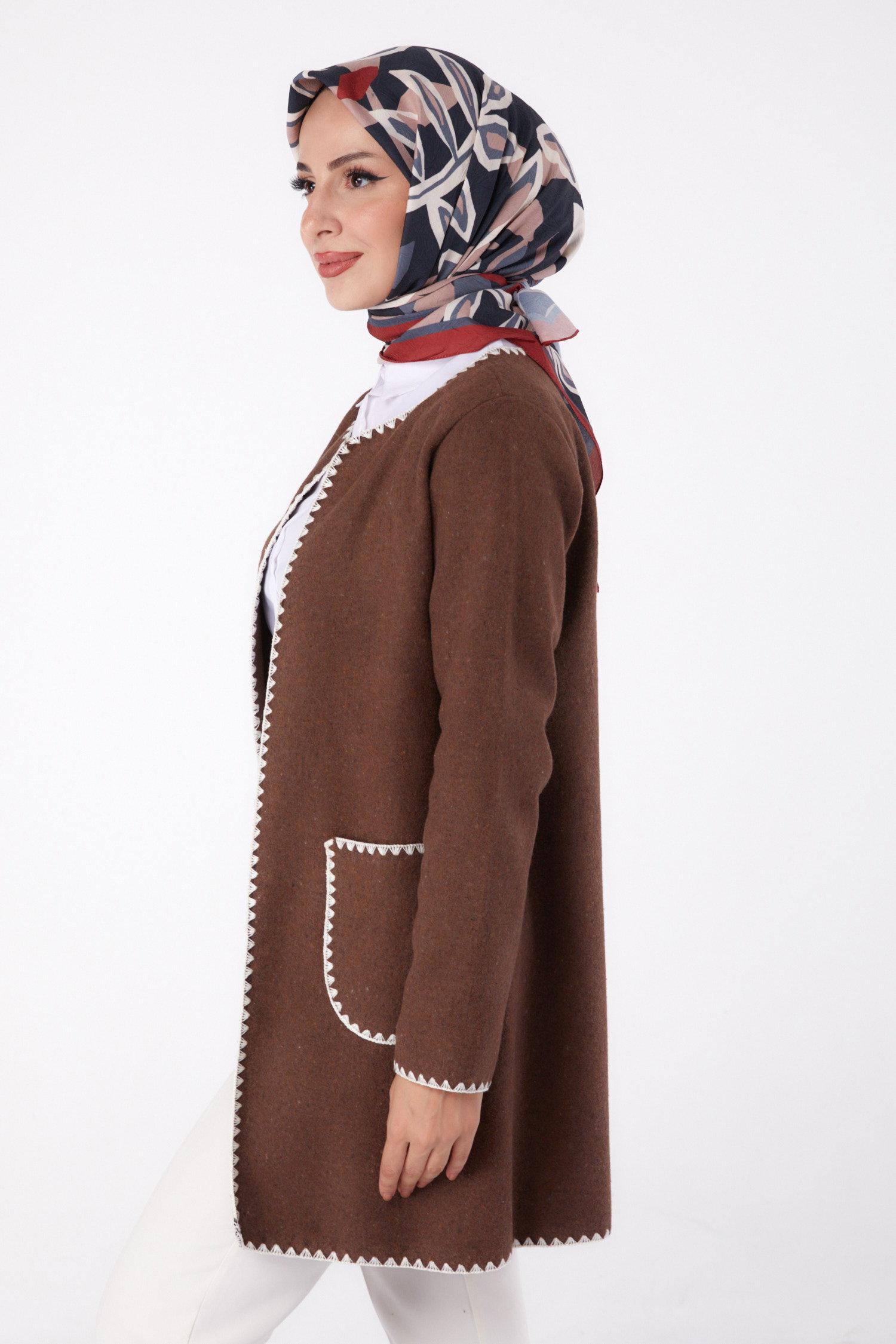 Nakışlı Ceket - 27766-KAHVE - 4