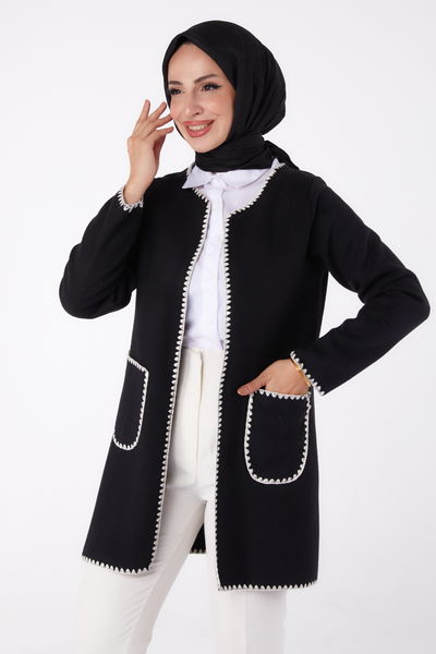 Nakışlı Ceket - 27766-SIYAH 