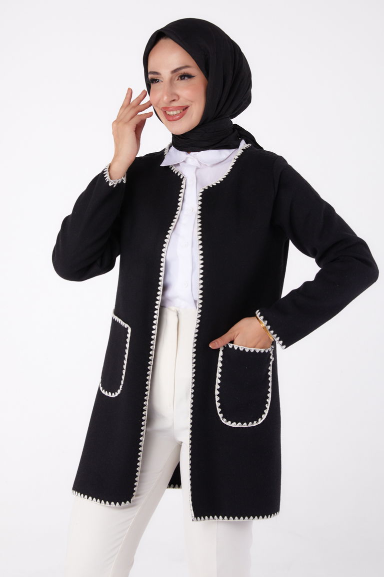Nakışlı Ceket - 27766-SIYAH - TOFİSA