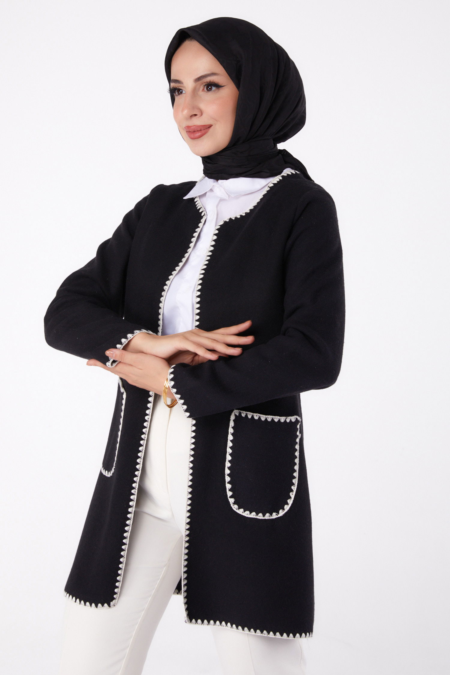 Nakışlı Ceket - 27766-SIYAH - 2