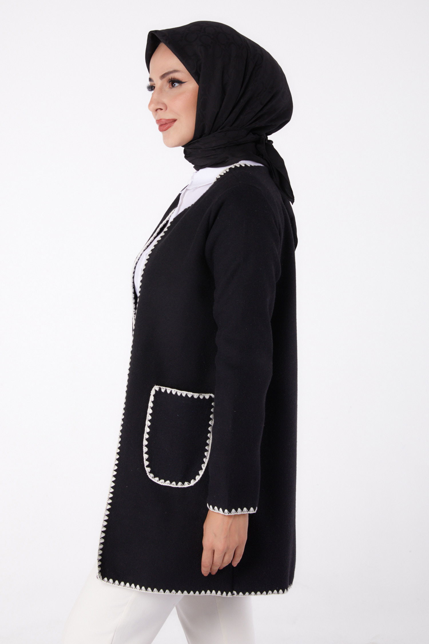 Nakışlı Ceket - 27766-SIYAH - 4