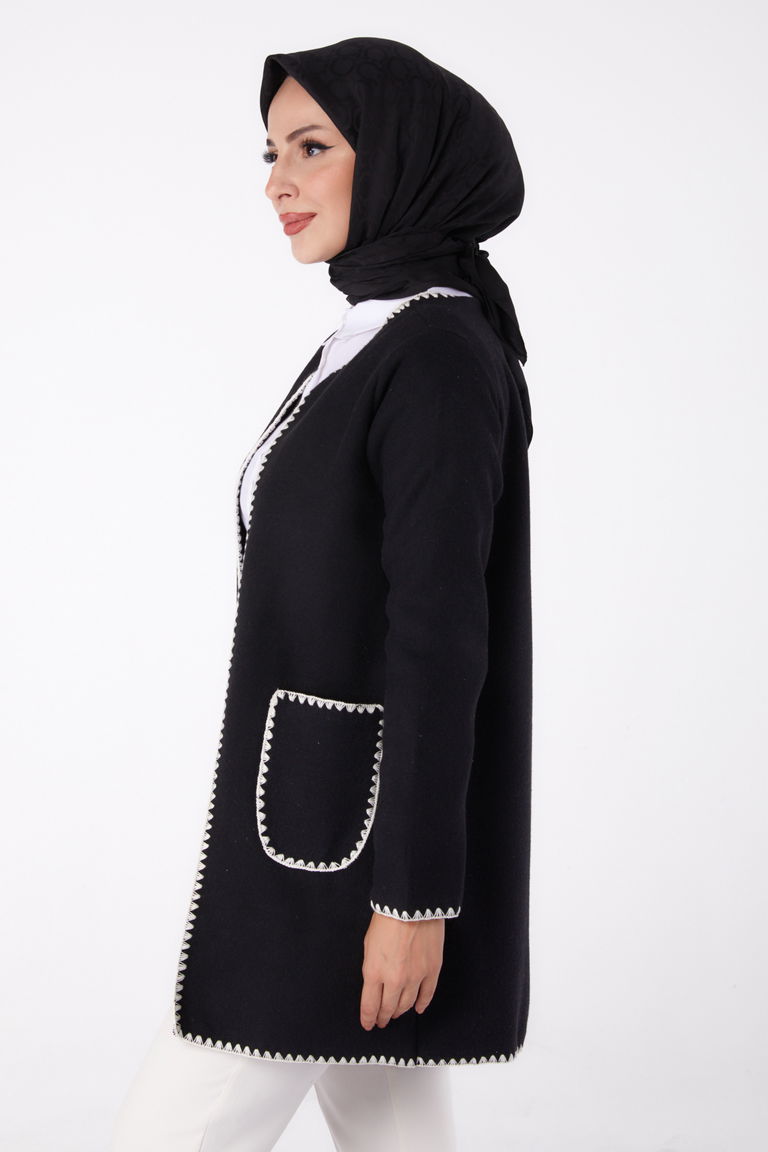 Nakışlı Ceket - 27766-SIYAH - TOFİSA